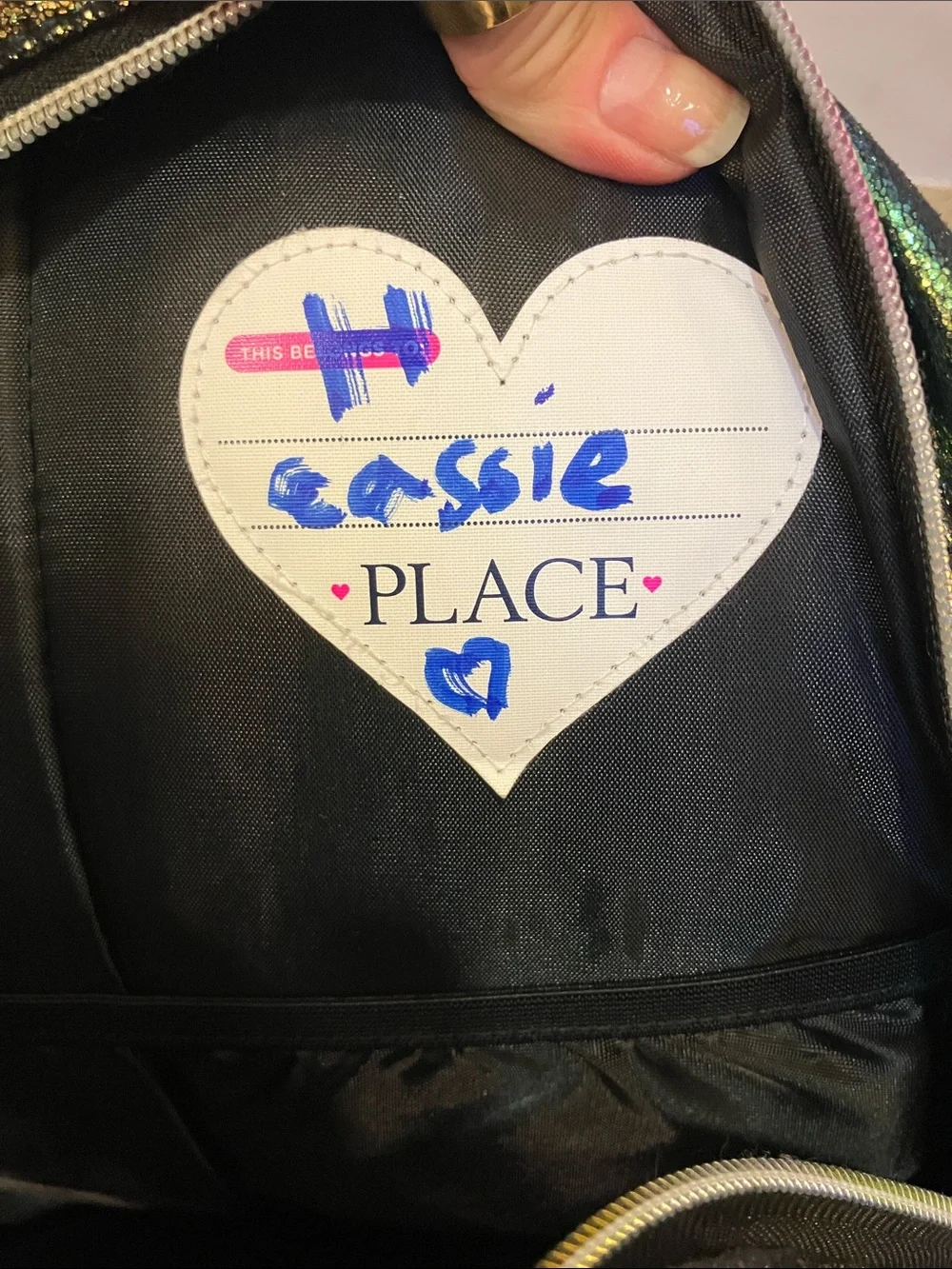 The Children's Place Silver Sequin Backpack with Rainbow Heart